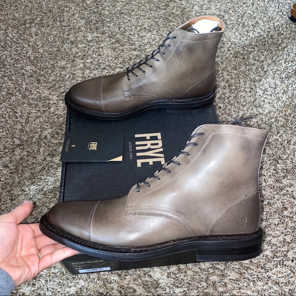 New Size 9 Frye Seth Leather Lace-Up Boot Stone - Picture 3 of 6